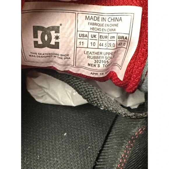 DC Men's Tonik Black/Grey Red Leather Shoes Size 11 Skateboarding Sneake… - Picture 6 of 16